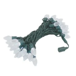 C7 Coaxial 50 LED Pure White 8" Spacing Green Wire 10 C7 Coaxial 50 LED Pure White 8" Spacing Green Wire -Christmas Lights Series 0025414 c7 coaxial 50 led pure white 8 spacing green wire