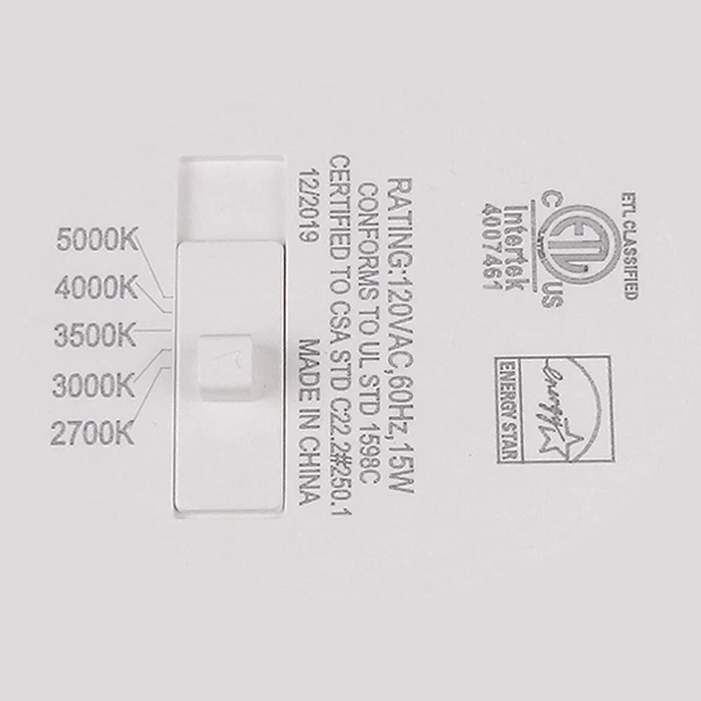 5/6 Inch LED Downlight(15W) White Baffled Dimmable 5 Color Select 120V 4 5/6 Inch LED Downlight(15W) White Baffled Dimmable 5 Color Select 120V - Image 4