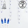 Blue 100 Light Icicle Lights White Wire Medium Drops