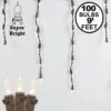 Clear 100 Light Icicle Lights Brown Wire Medium Drops