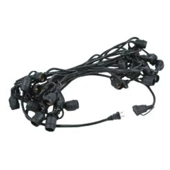 24 Warm White Plastic LED S14 Commercial Grade Light String Set On 48' Of Black Wire Shatterproof -Christmas Lights Series 0025961 24 warm white plastic led s14 commercial grade light string set on 48 of black wire shatterproof