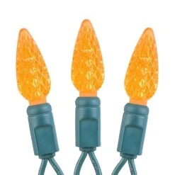 Amber 70 LED C6 Strawberry Mini Lights Commercial Grade On Green Wire -Christmas Lights Series 0026024 amber 70 led c6 strawberry mini lights commercial grade on green wire