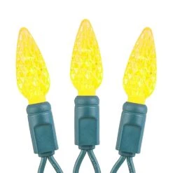Yellow 70 LED C6 Strawberry Mini Lights Commercial Grade On Green Wire -Christmas Lights Series 0026025 yellow 70 led c6 strawberry mini lights commercial grade on green wire