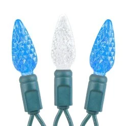 Blue And White 70 LED C6 Strawberry Mini Lights Commercial Grade Green Wire -Christmas Lights Series 0026039 blue and white 70 led c6 strawberry mini lights commercial grade green wire