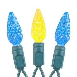Yellow And Blue 70 LED C6 Strawberry Mini Lights Commercial Grade Green Wire -Christmas Lights Series 0026040 yellow and blue 70 led c6 strawberry mini lights commercial grade green wire