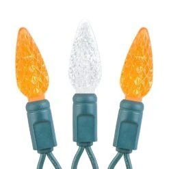 Orange And White 70 LED C6 Strawberry Mini Lights Commercial Grade Green Wire -Christmas Lights Series 0026043 orange and white 70 led c6 strawberry mini lights commercial grade green wire