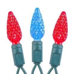 Red And Blue 70 LED C6 Strawberry Mini Lights Commercial Grade Green Wire -Christmas Lights Series 0026048 red and blue 70 led c6 strawberry mini lights commercial grade green wire