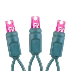 Commercial Grade Wide Angle 50 LED Pink 25' Long On Green Wire -Christmas Lights Series 0026233 commercial grade wide angle 50 led pink 25 long on green wire