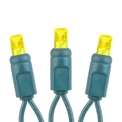 50 LED Battery Operated Lights Yellow On Green Wire -Christmas Lights Series 0026237 50 led battery operated lights yellow on green wire