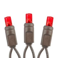 50 LED Red LED Christmas Lights 11' Long On Brown Wire -Christmas Lights Series 0026316 50 led red led christmas lights 11 long on brown wire