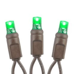 Commercial Grade Wide Angle 100 LED Green 34' Long On Brown Wire -Christmas Lights Series 0026318 commercial grade wide angle 100 led green 34 long on brown wire