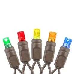 Commercial Grade Wide Angle 100 LED Multi 50' Long On Brown Wire -Christmas Lights Series 0026320 commercial grade wide angle 100 led multi 50 long on brown wire