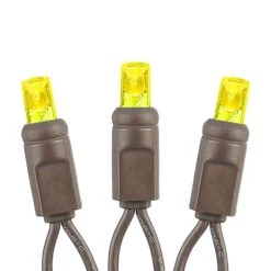 Commercial Grade Wide Angle 50 LED Yellow 25' Long On Brown Wire -Christmas Lights Series 0026324 commercial grade wide angle 50 led yellow 25 long on brown wire