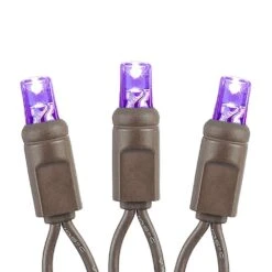 50 LED Purple LED Christmas Lights 11' Long On Brown Wire -Christmas Lights Series 0026328 50 led purple led christmas lights 11 long on brown wire