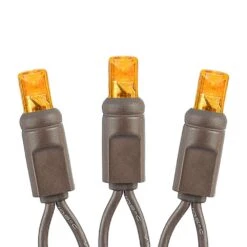 50 LED Amber LED Christmas Lights 11' Long On Brown Wire -Christmas Lights Series 0026329 50 led amber led christmas lights 11 long on brown wire