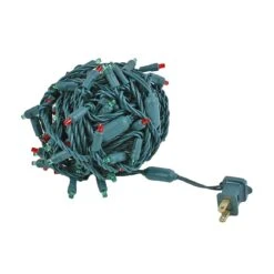 Commercial Grade Wide Angle 100 LED Red/Green 34' Long On Green Wire -Christmas Lights Series 0026601 commercial grade wide angle 100 led redgreen 34 long on green wire