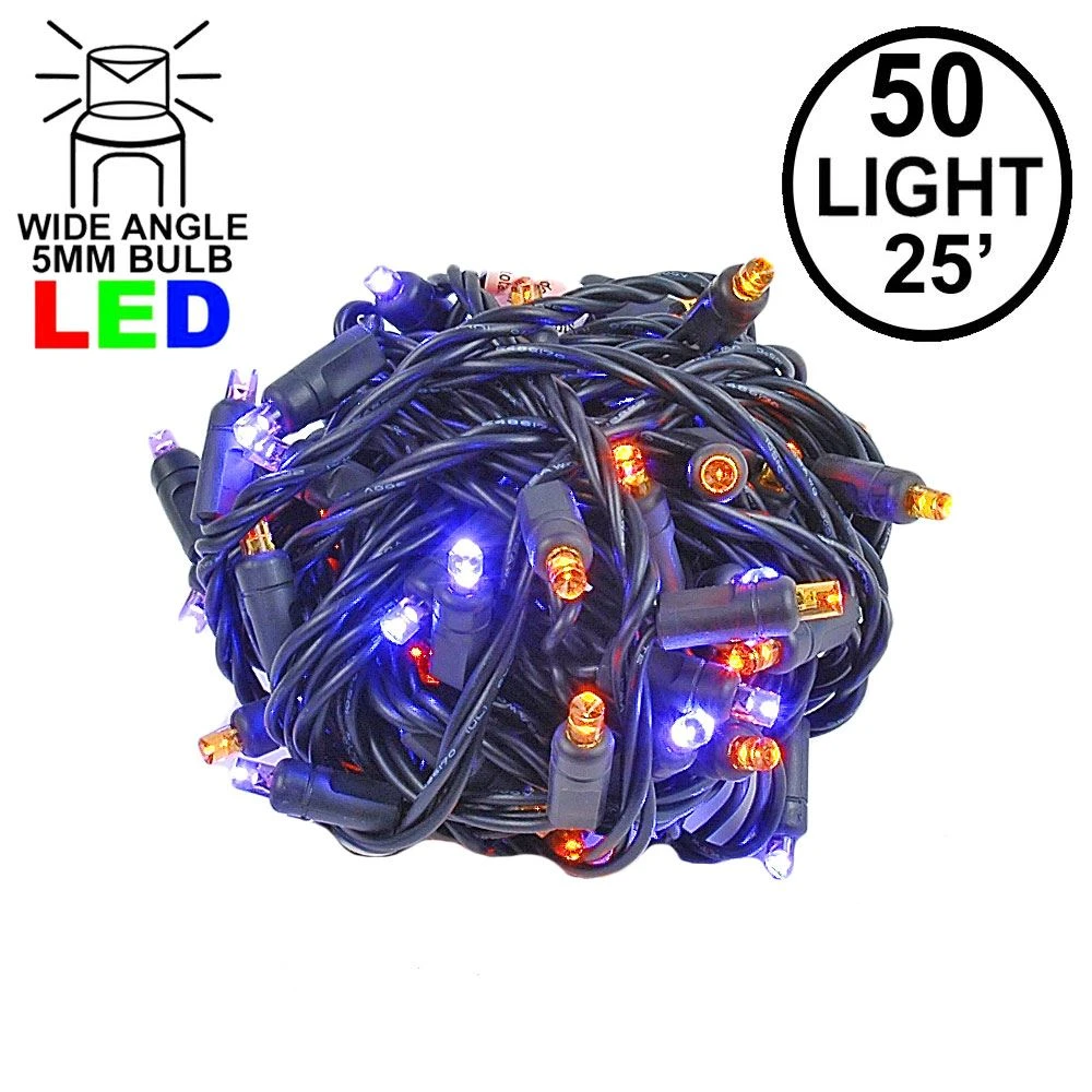 Commercial Grade Wide Angle 50 LED Purple/Amber 25' Long On Black Wire 1 Commercial Grade Wide Angle 50 LED Purple/Amber 25' Long On Black Wire