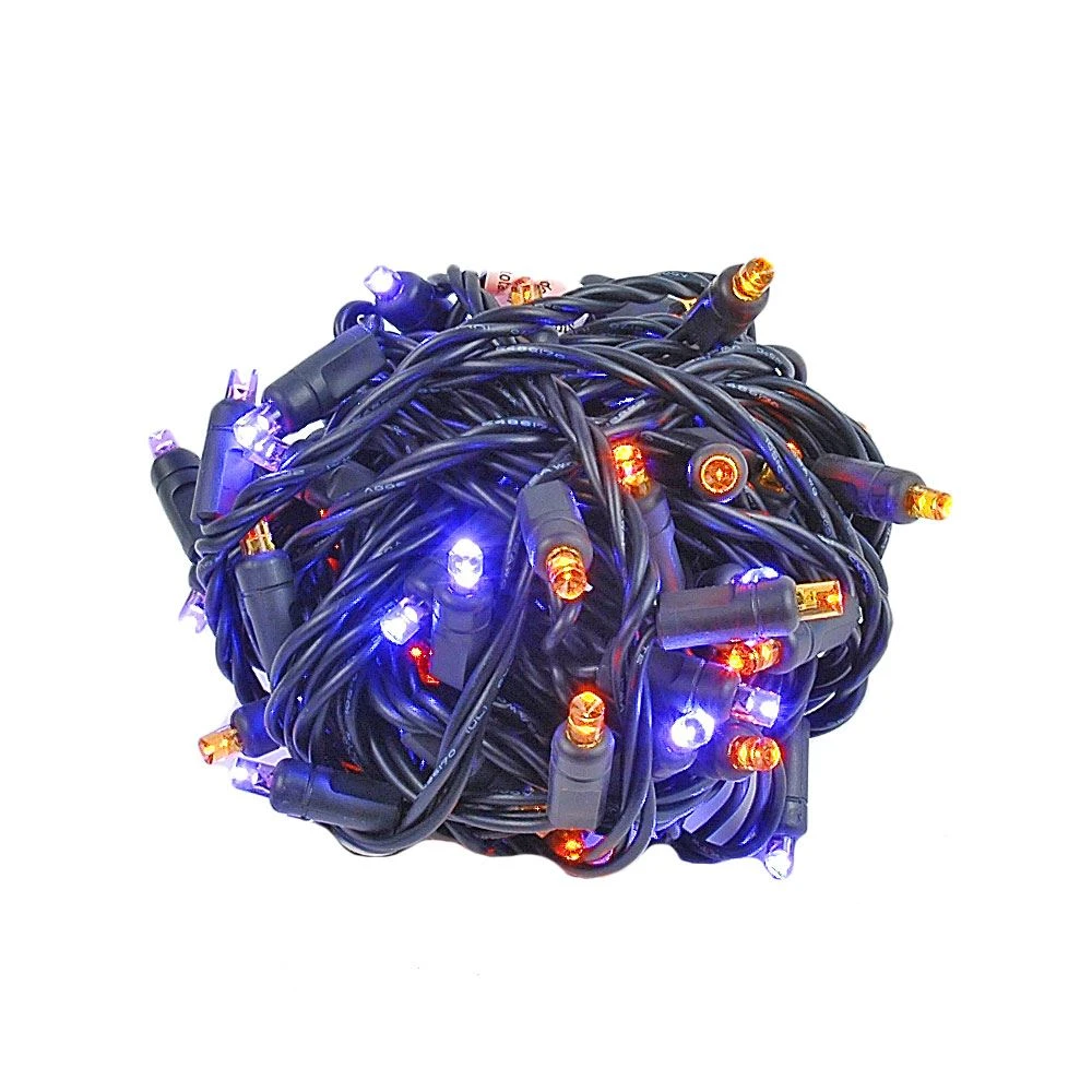 Commercial Grade Wide Angle 50 LED Purple/Amber 25' Long On Black Wire 2 Commercial Grade Wide Angle 50 LED Purple/Amber 25' Long On Black Wire - Image 2