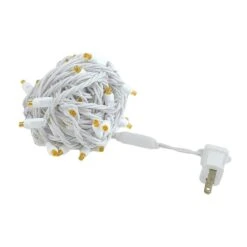 Commercial Grade Wide Angle 50 LED Amber 25' Long White Wire -Christmas Lights Series 0026648 commercial grade wide angle 50 led amber 25 long white wire