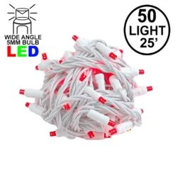 Commercial Grade Wide Angle 50 LED Red 25' Long White Wire