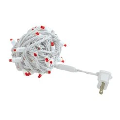 Commercial Grade Wide Angle 50 LED Red 25' Long White Wire -Christmas Lights Series 0026654 commercial grade wide angle 50 led red 25 long white wire
