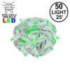 Commercial Grade Wide Angle 50 LED Green 25' Long On White Wire