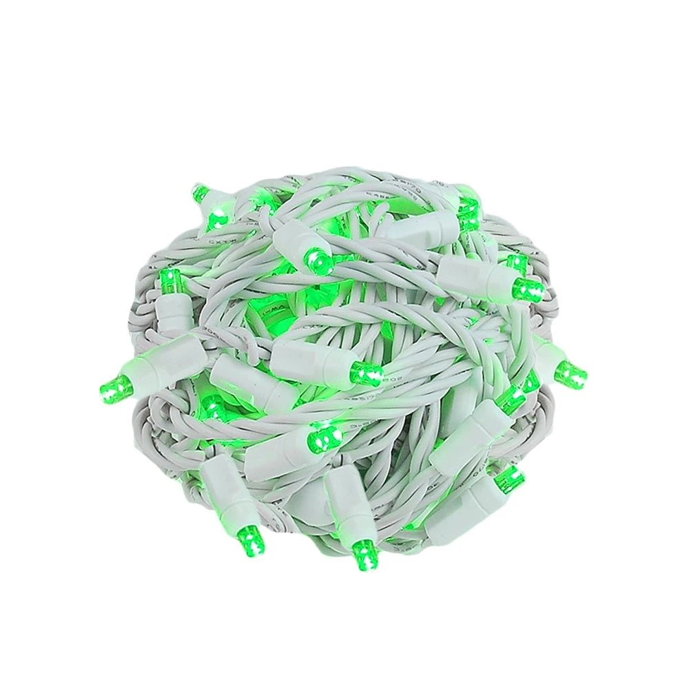 Commercial Grade Wide Angle 50 LED Green 25' Long On White Wire 2 Commercial Grade Wide Angle 50 LED Green 25' Long On White Wire - Image 2
