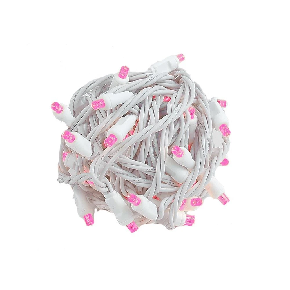 Commercial Grade Wide Angle 50 LED Pink 25' Long White Wire 2 Commercial Grade Wide Angle 50 LED Pink 25' Long White Wire - Image 2