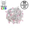 Commercial Grade Wide Angle 50 LED Pink 25' Long White Wire