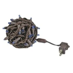 Commercial Grade Wide Angle 50 LED Blue 25' Long On Brown Wire -Christmas Lights Series 0026682 commercial grade wide angle 50 led blue 25 long on brown wire