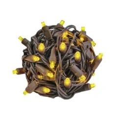 Commercial Grade Wide Angle 50 LED Yellow 25' Long On Brown Wire -Christmas Lights Series 0026701 commercial grade wide angle 50 led yellow 25 long on brown wire