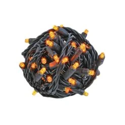 Commercial Grade Wide Angle 50 LED Amber 25' Long On Black Wire -Christmas Lights Series 0026726 commercial grade wide angle 50 led amber 25 long on black wire