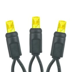 Commercial Grade Wide Angle 50 LED Yellow 25' Long On Black Wire -Christmas Lights Series 0026731 commercial grade wide angle 50 led yellow 25 long on black wire