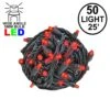 Commercial Grade Wide Angle 50 LED Red 25' Long On Black Wire
