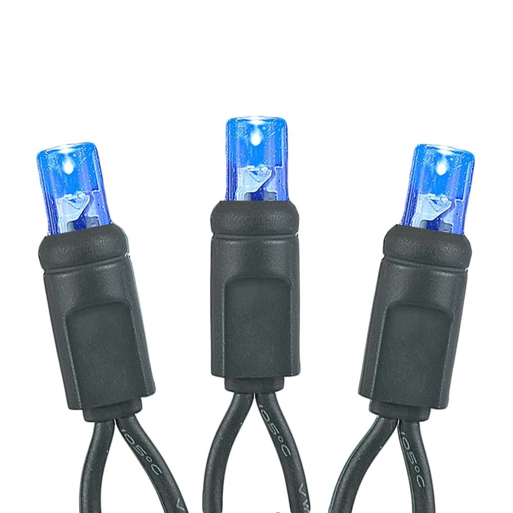 Commercial Grade Wide Angle 50 LED Blue 25' Long On Black Wire 3 Commercial Grade Wide Angle 50 LED Blue 25' Long On Black Wire - Image 3