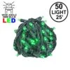 Commercial Grade Wide Angle 50 LED Green 25' Long On Black Wire
