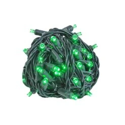 Commercial Grade Wide Angle 50 LED Green 25' Long On Black Wire -Christmas Lights Series 0026745 commercial grade wide angle 50 led green 25 long on black wire