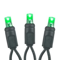Commercial Grade Wide Angle 50 LED Green 25' Long On Black Wire -Christmas Lights Series 0026747 commercial grade wide angle 50 led green 25 long on black wire