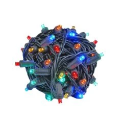 Commercial Grade Wide Angle 50 LED Multi 25' Long On Black Wire -Christmas Lights Series 0026748 commercial grade wide angle 50 led multi 25 long on black wire