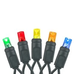 Commercial Grade Wide Angle 50 LED Multi 25' Long On Black Wire -Christmas Lights Series 0026751 commercial grade wide angle 50 led multi 25 long on black wire