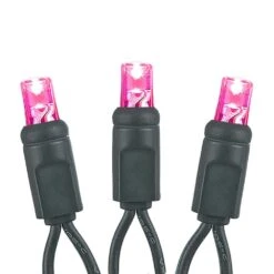 Commercial Grade Wide Angle 50 LED Pink 25' Long On Black Wire -Christmas Lights Series 0026760 commercial grade wide angle 50 led pink 25 long on black wire