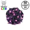 Commercial Grade Wide Angle 50 LED Pink 25' Long On Black Wire