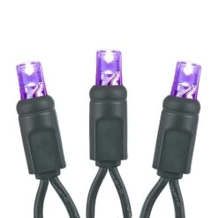 Commercial Grade Wide Angle 50 LED Purple 25' Long On Black Wire -Christmas Lights Series 0026768 commercial grade wide angle 50 led purple 25 long on black wire