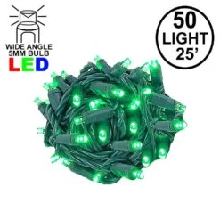 Commercial Grade Wide Angle 50 LED Green 25' Long On Green Wire
