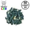 Commercial Grade Wide Angle 50 LED Warm White 25' Long On Green Wire