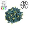 Commercial Grade Wide Angle 50 LED Yellow 25' Long On Green Wire