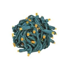 Commercial Grade Wide Angle 50 LED Amber 25' Long On Green Wire -Christmas Lights Series 0026791 commercial grade wide angle 50 led amber 25 long on green wire