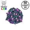 Commercial Grade Wide Angle 50 LED Pink 25' Long On Green Wire