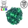 Commercial Grade Wide Angle 100 LED Green 34' Long On Green Wire
