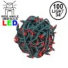 Commercial Grade Wide Angle 100 LED Red 34' Long On Green Wire